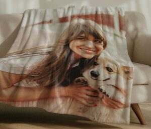 koc z własnym nadrukiem, koc ze zdjęciem psa