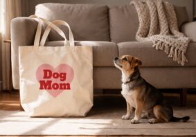 bawełniana torba z nadrukiem dog mom