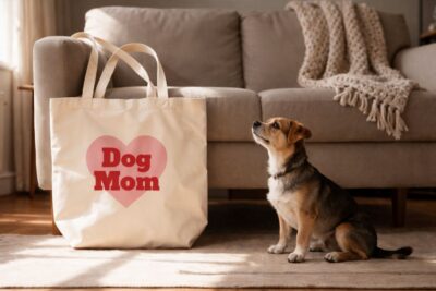 bawełniana torba z nadrukiem dog mom
