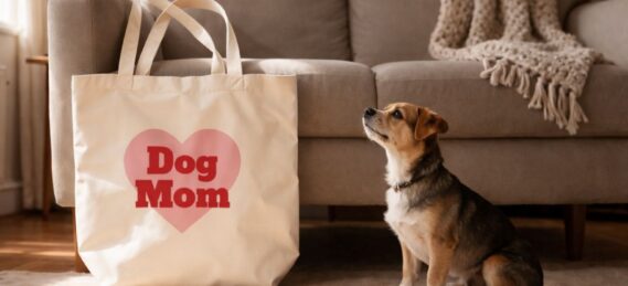 bawełniana torba z nadrukiem dog mom