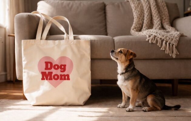 bawełniana torba z nadrukiem dog mom