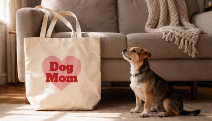 bawełniana torba z nadrukiem dog mom