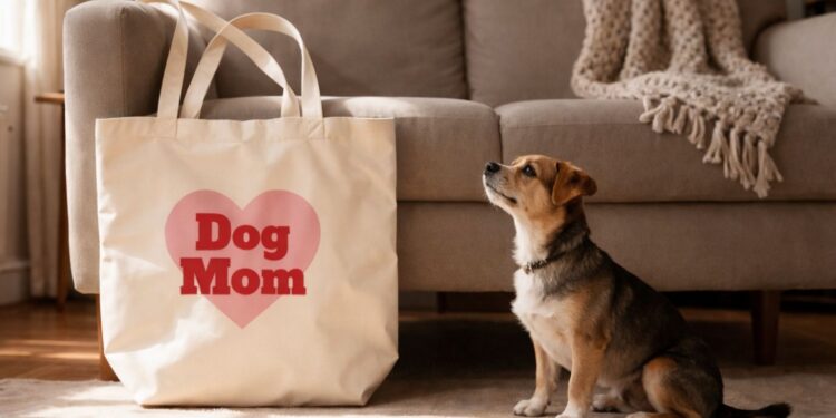 bawełniana torba z nadrukiem dog mom